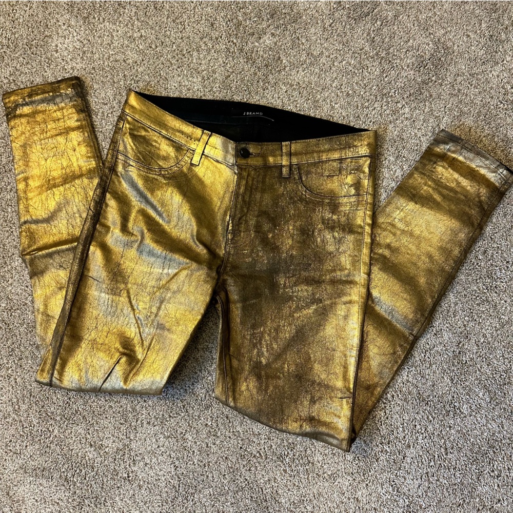 J Brand Gold Skinny Pants